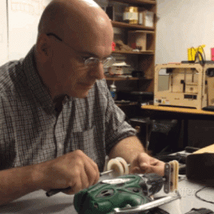 Gif of winding bobbin with power drill